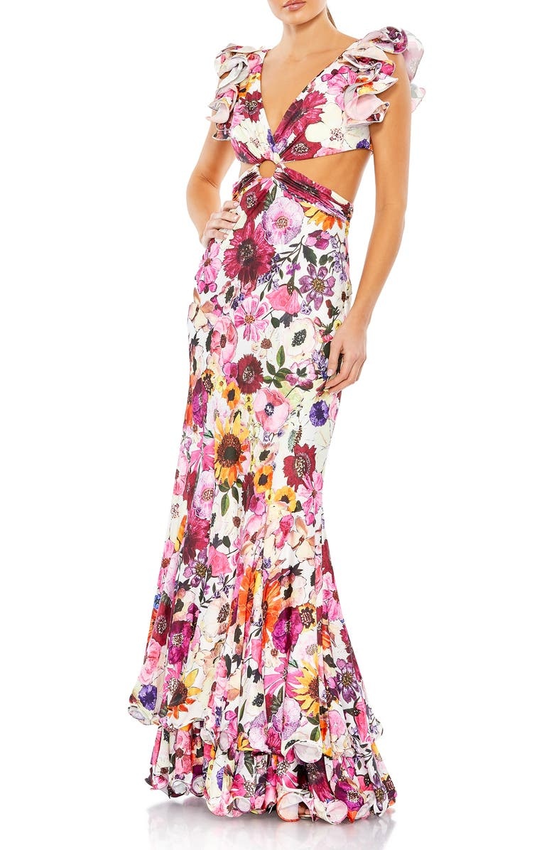 with floral print dress