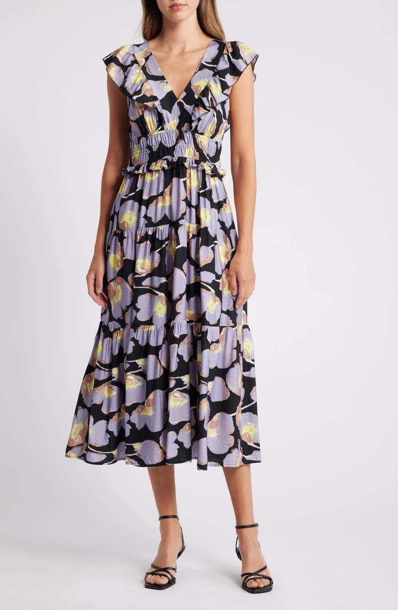 with floral print dress