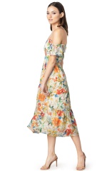 with floral print dress