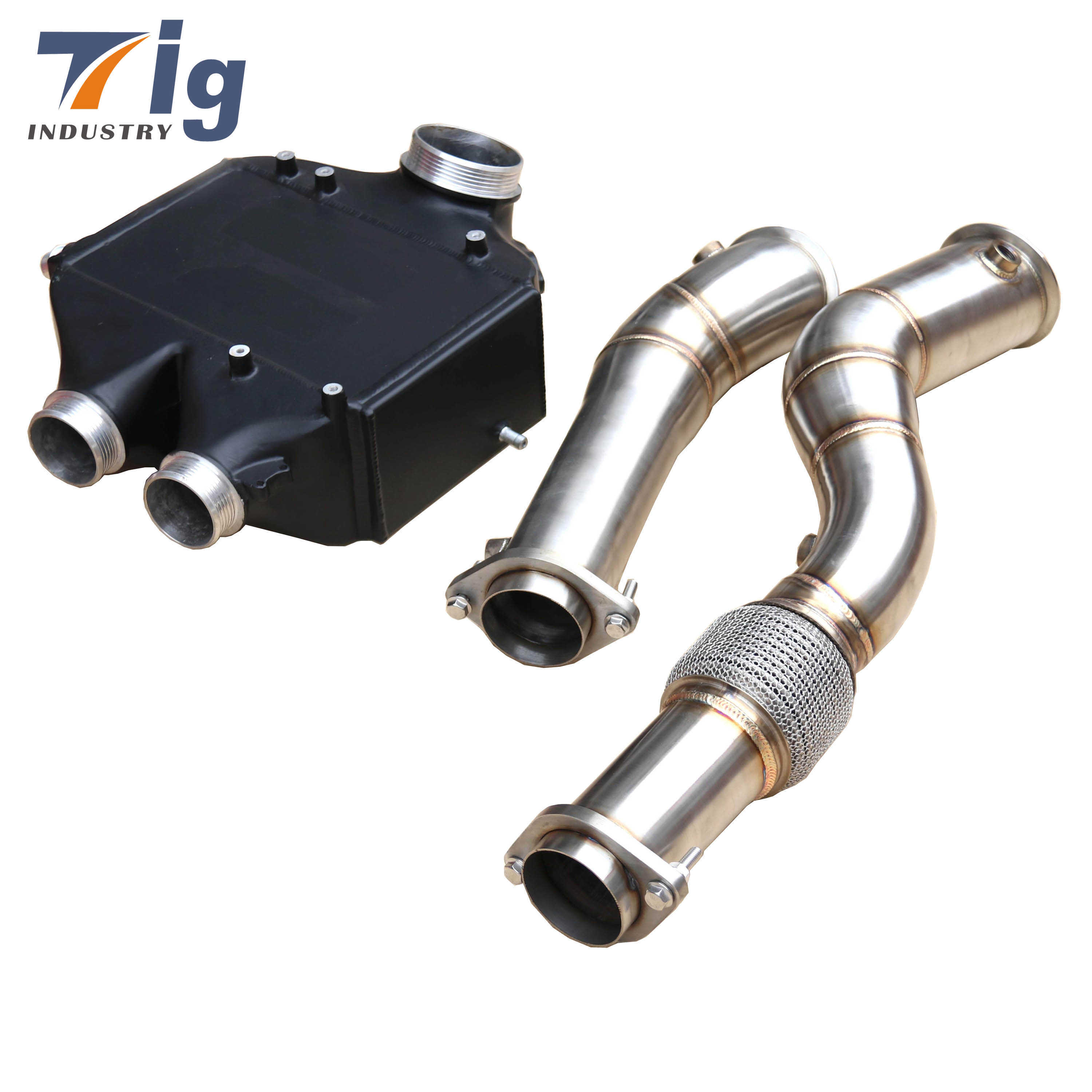 For F80 F82 M3 M4 S55 intercooler+Stainless Steel Turbo Exhaust Downpipe