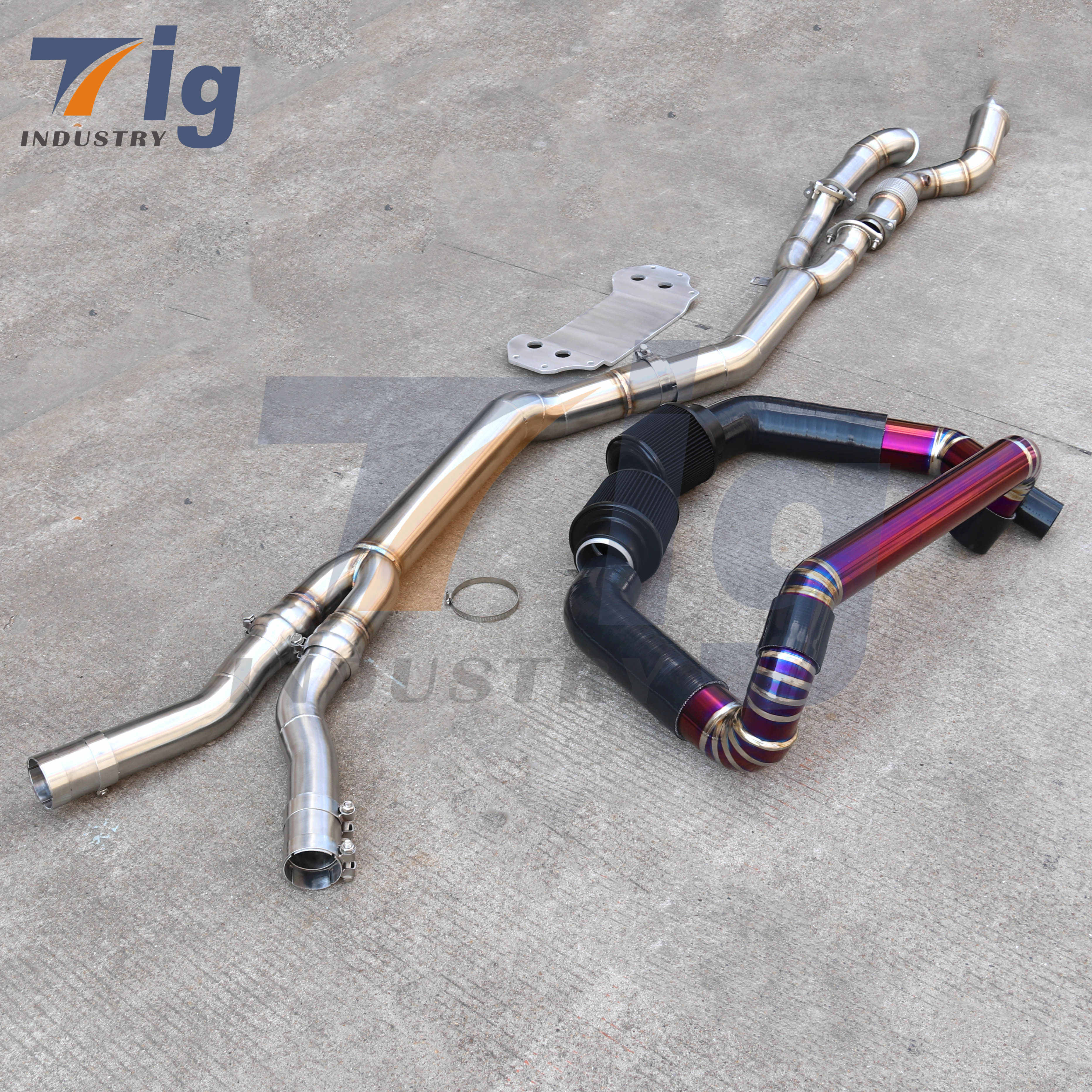 Titanium intakes S58 M3 G80 M4 G82 3.0T midpipe with extended brace Stainless Steel DOWNPIPE