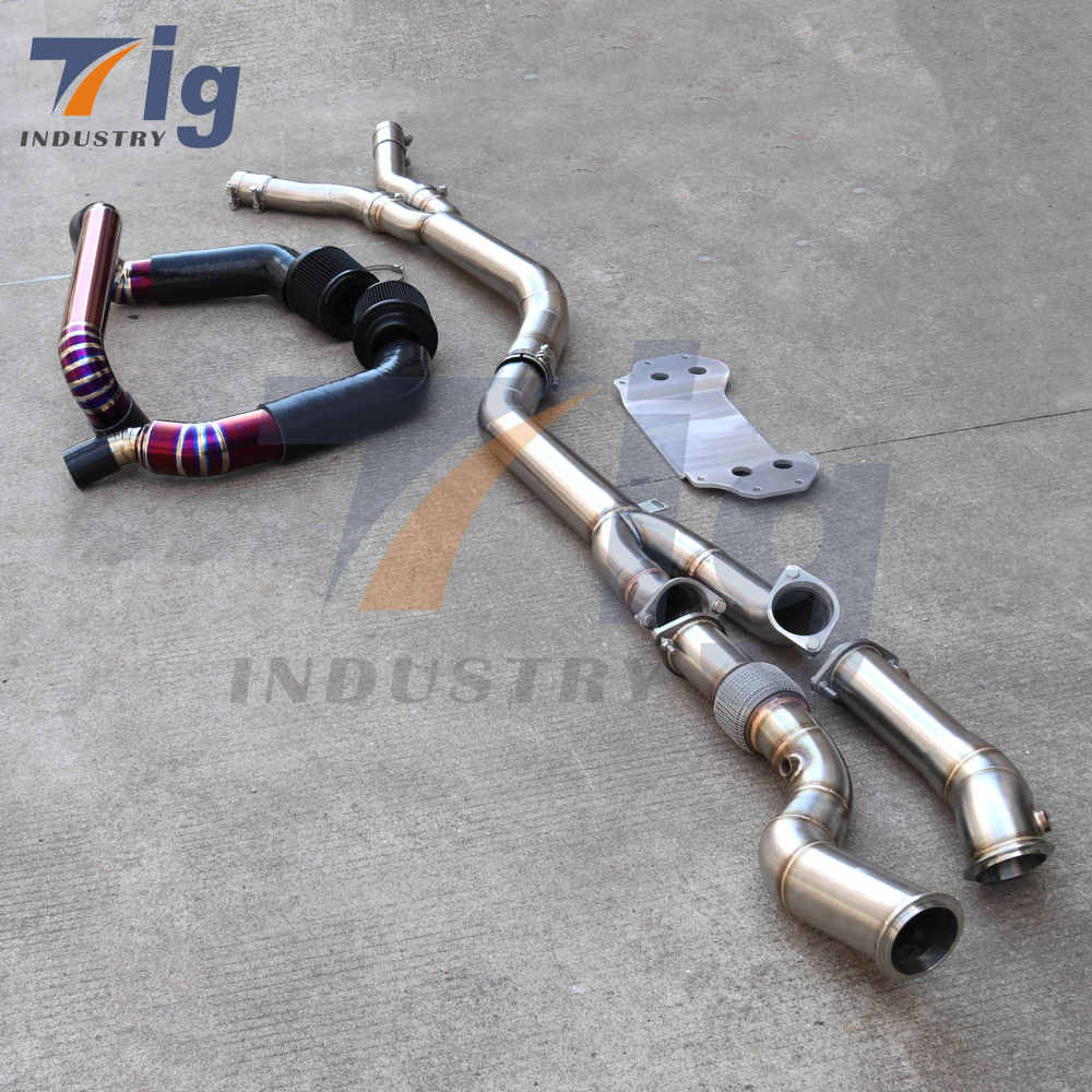 Titanium intakes S58 M3 G80 M4 G82 3.0T midpipe with extended brace Stainless Steel DOWNPIPE