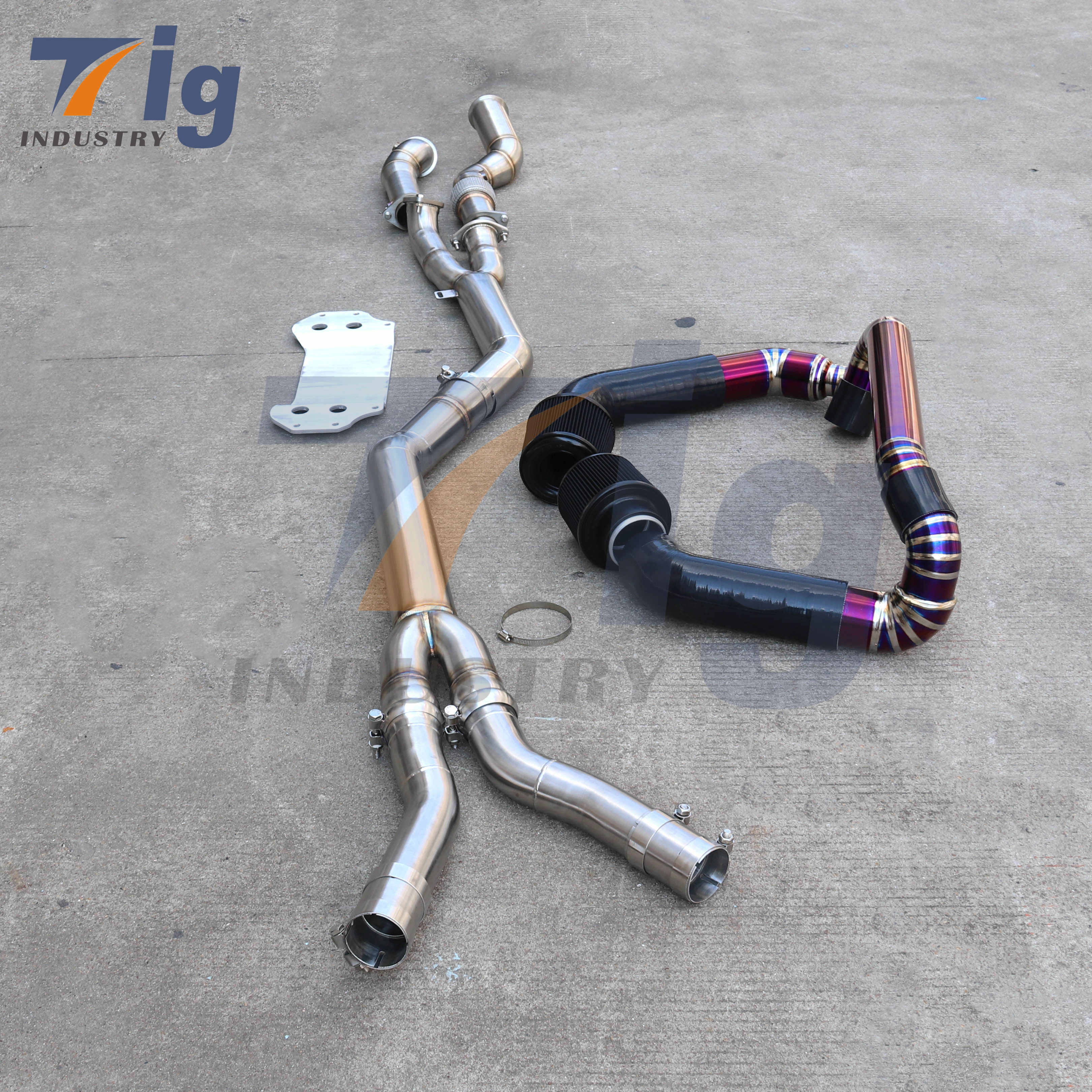 Titanium intakes S58 M3 G80 M4 G82 3.0T midpipe with extended brace Stainless Steel DOWNPIPE