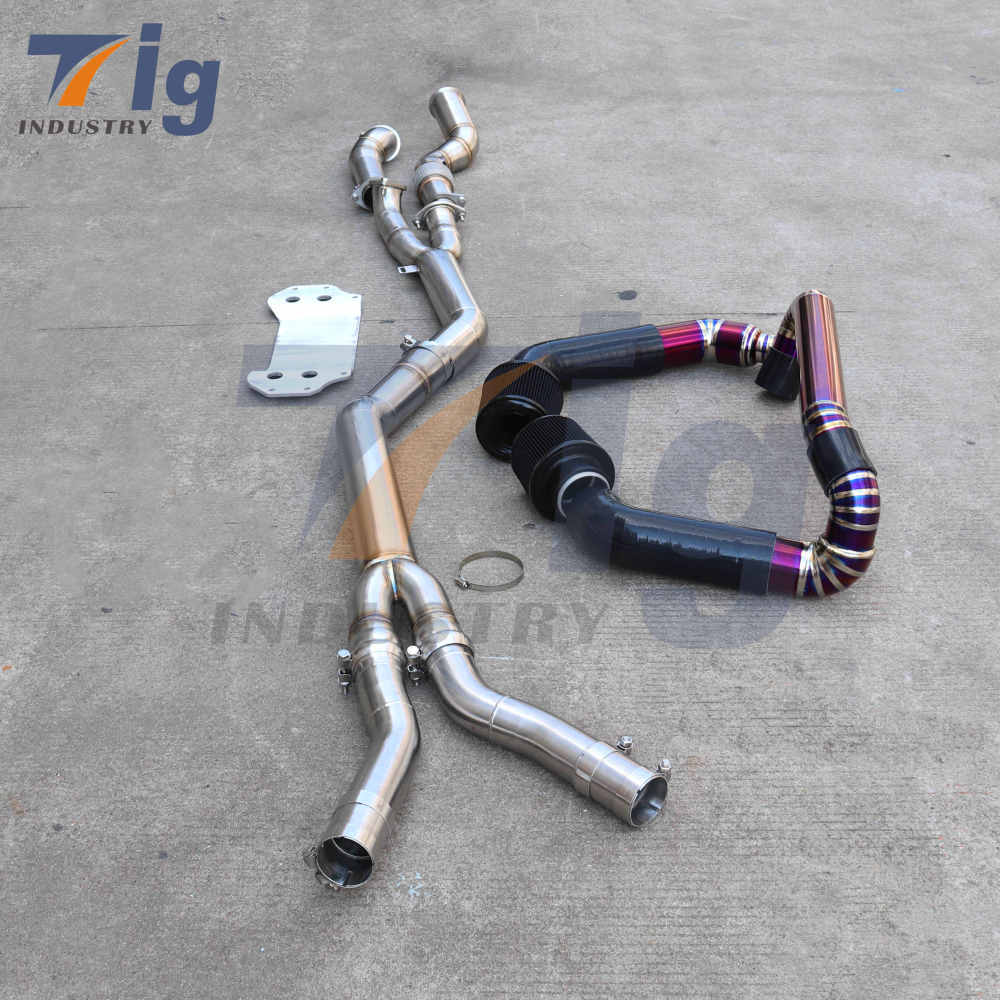 Titanium intakes S58 M3 G80 M4 G82 3.0T midpipe with extended brace Stainless Steel DOWNPIPE