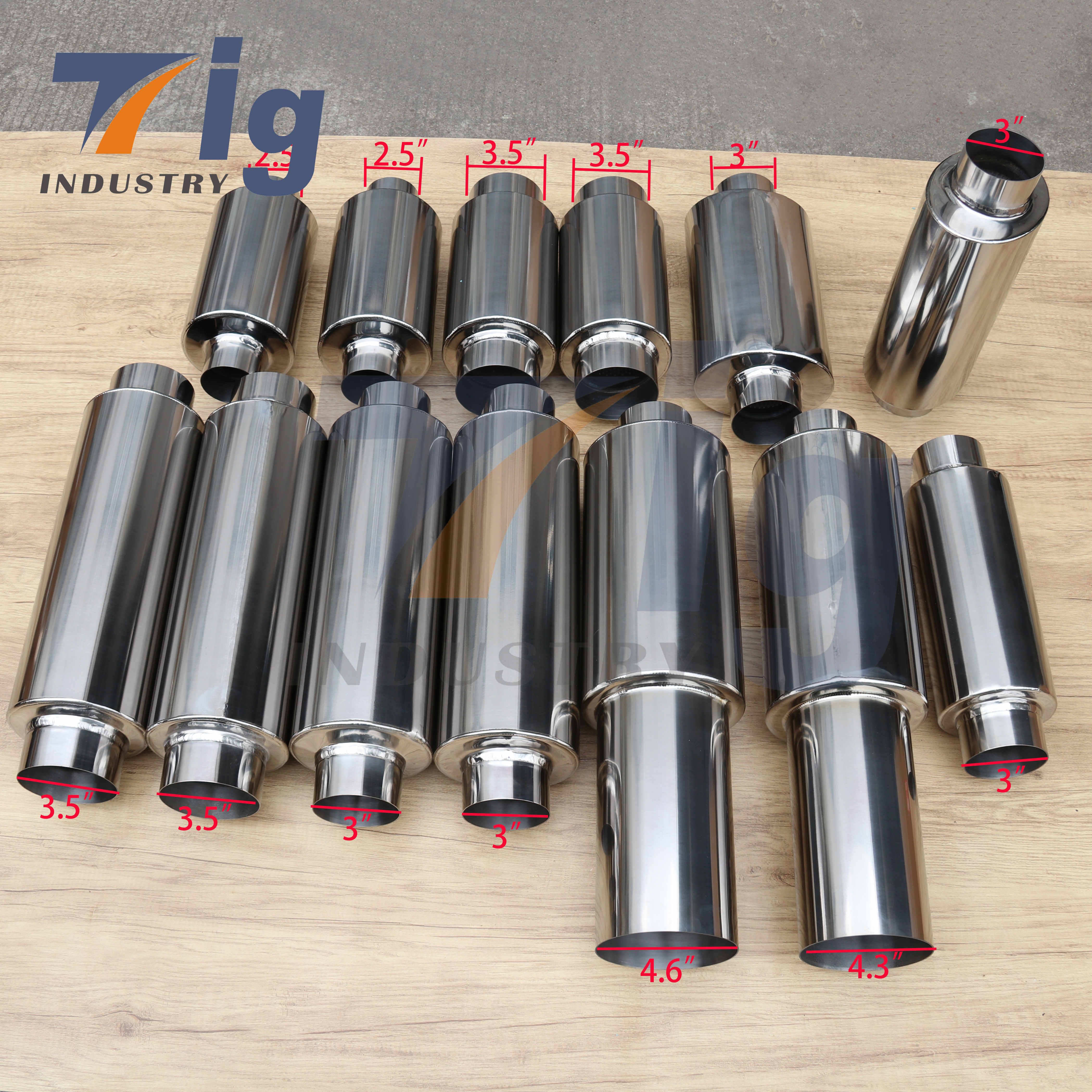 Titanium Universal Car Exhaust Muffler 2.5"/ 3"/3.5"/4.3"/4.6''