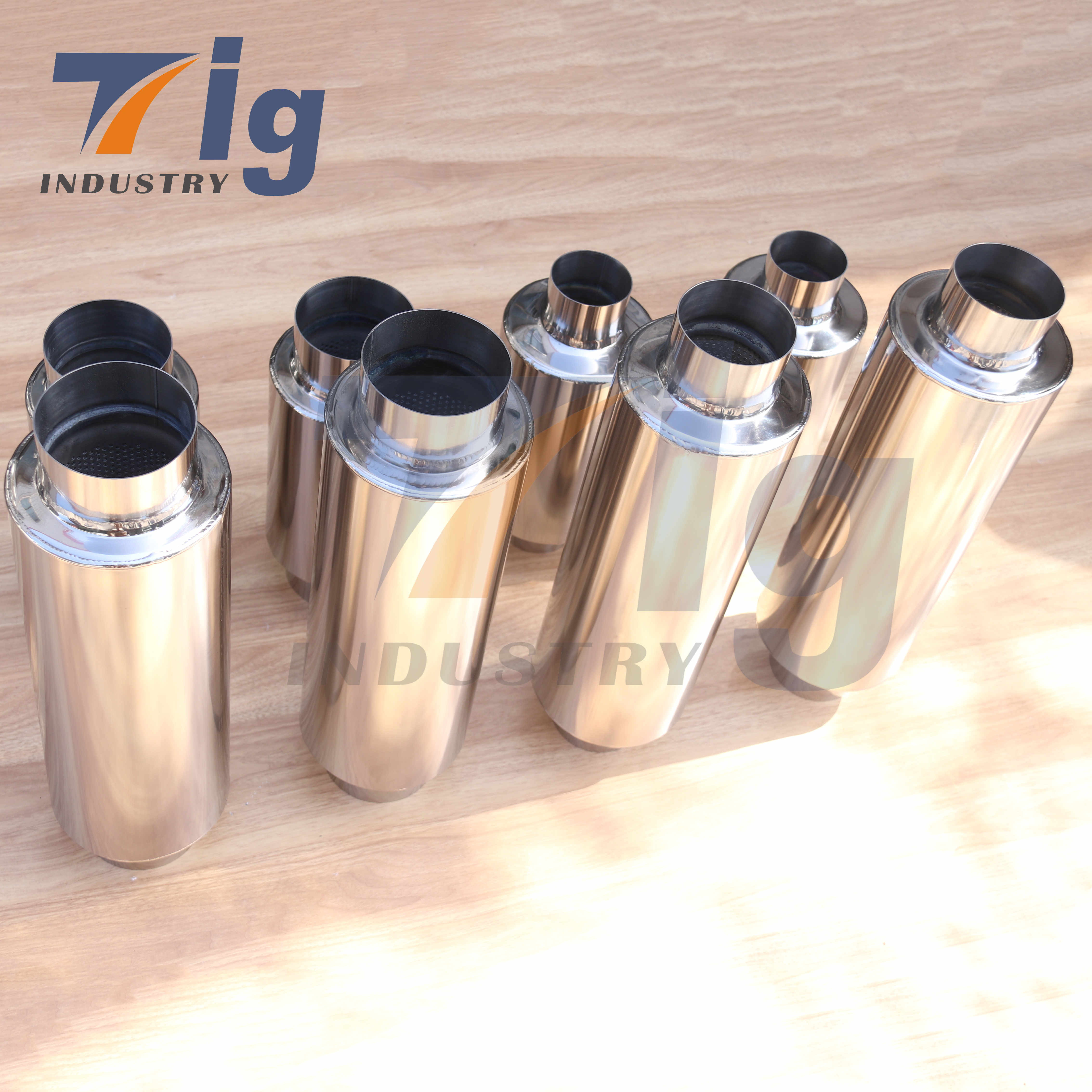 Titanium Round Mufflers with Exhaust Tip 3 inch inlet 3 inch outlet