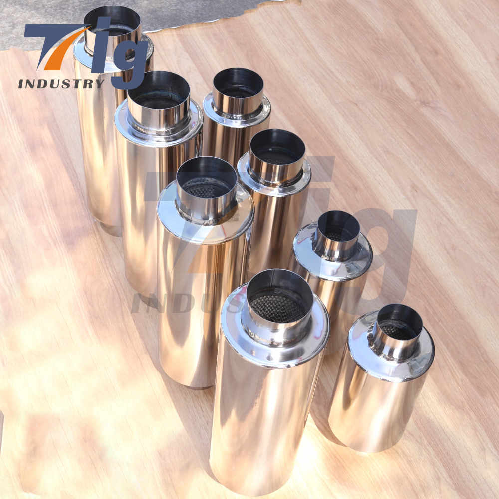 Titanium Round Mufflers with Exhaust Tip 3 inch inlet 3 inch outlet