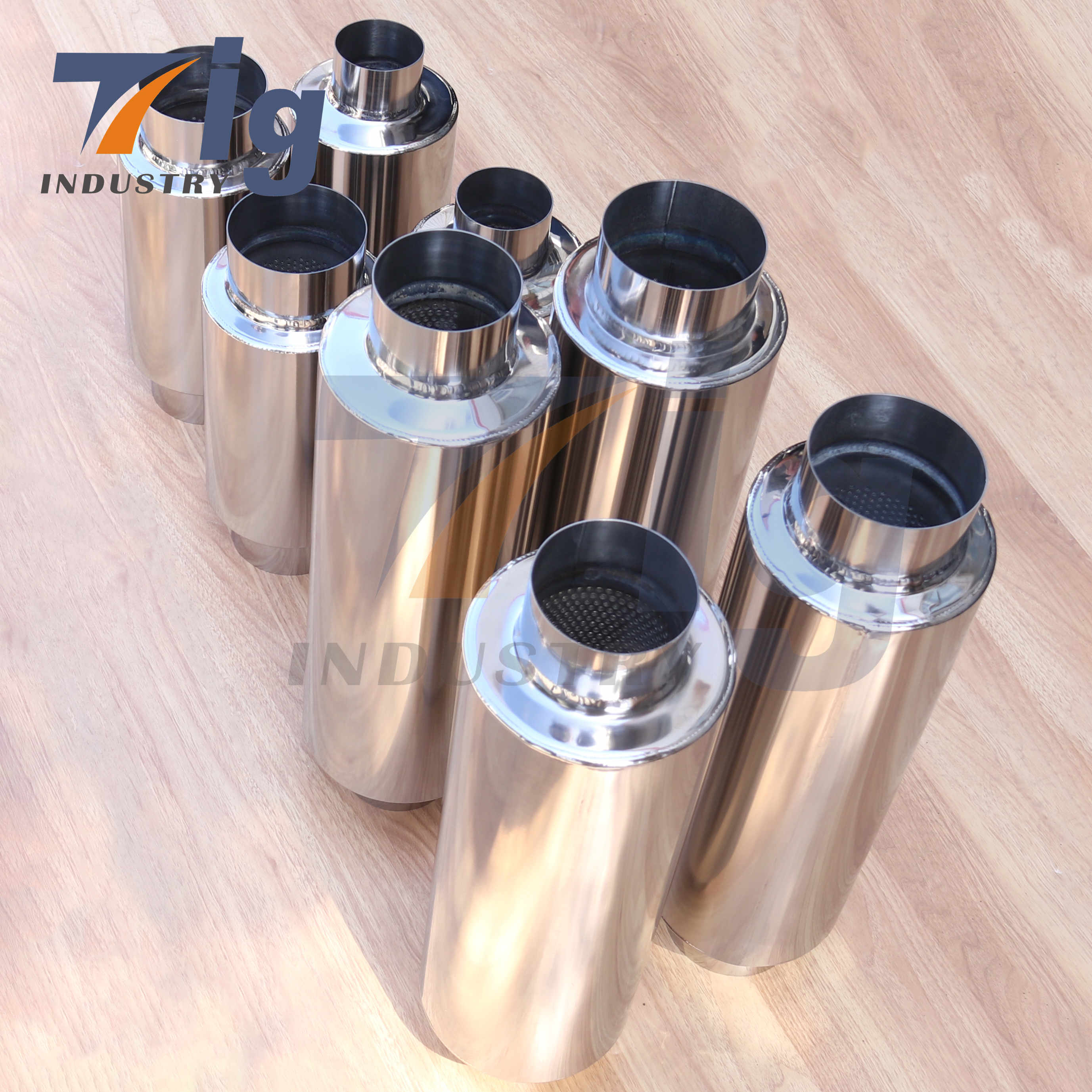 Titanium Round Mufflers with Exhaust Tip 3 inch inlet 3 inch outlet