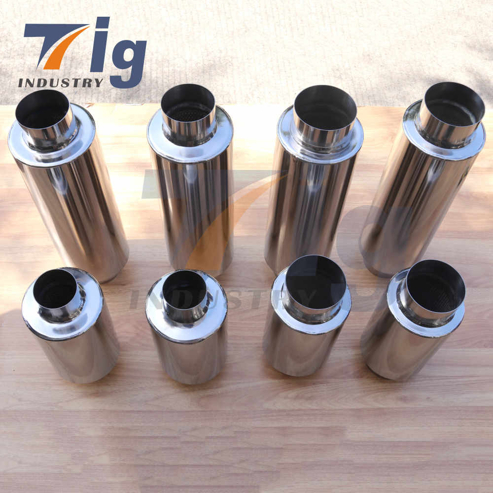 Titanium Round Mufflers with Exhaust Tip 3 inch inlet 3 inch outlet