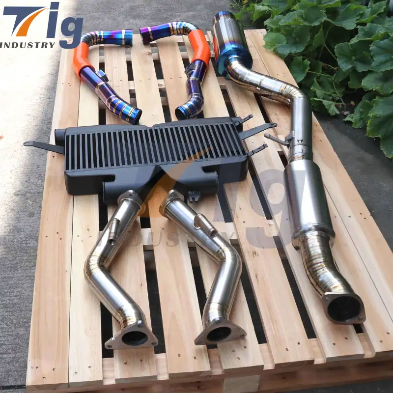 Performance titanium catback exhaust titanium downpipe intercooler titanium intake for Nissan 370z