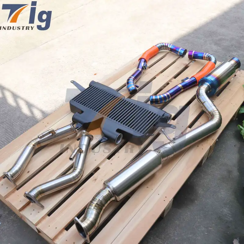 Performance titanium catback exhaust titanium downpipe intercooler titanium intake for Nissan 370z