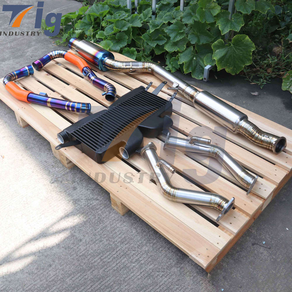 Performance titanium catback exhaust titanium downpipe intercooler titanium intake for Nissan 370z