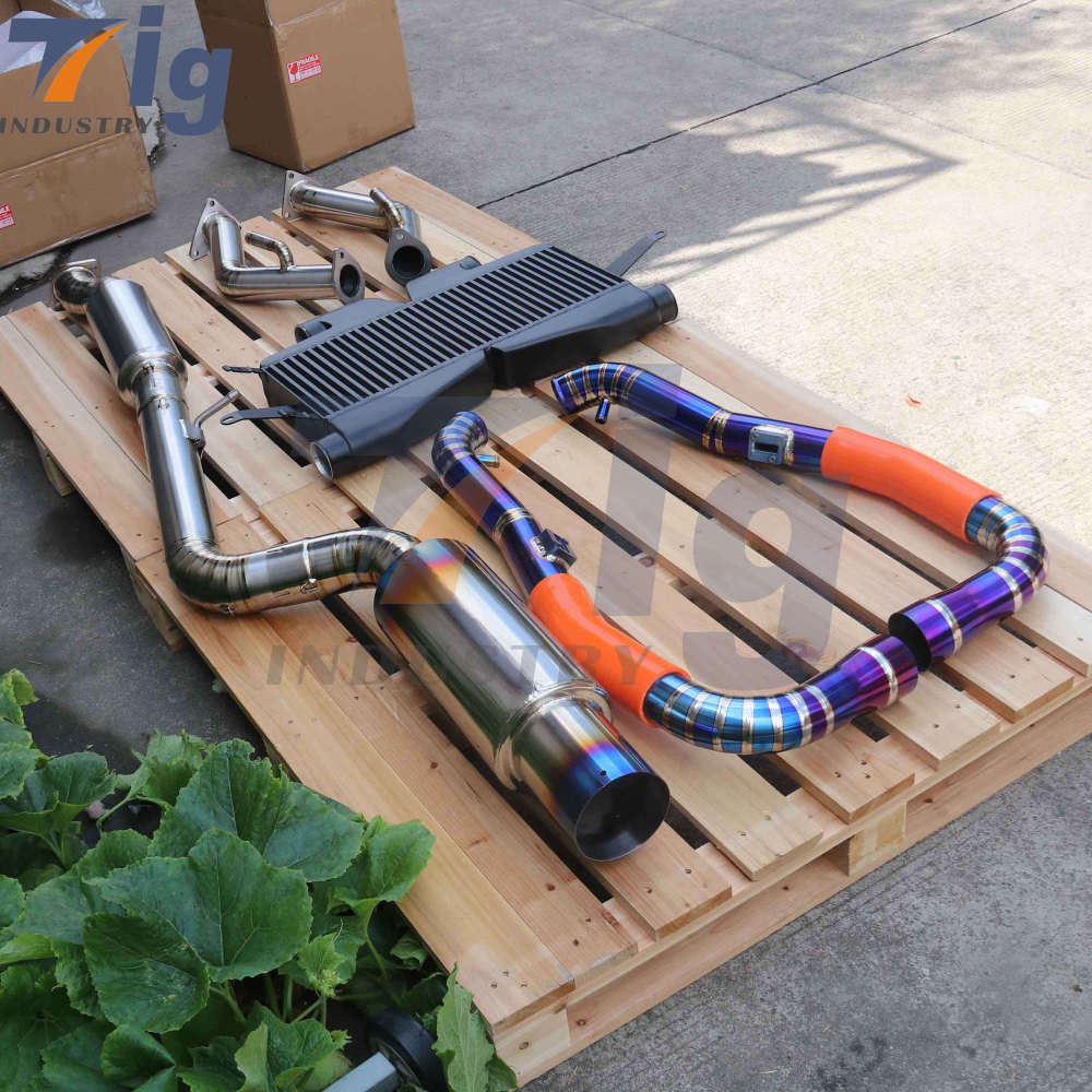 Performance titanium catback exhaust titanium downpipe intercooler titanium intake for Nissan 370z