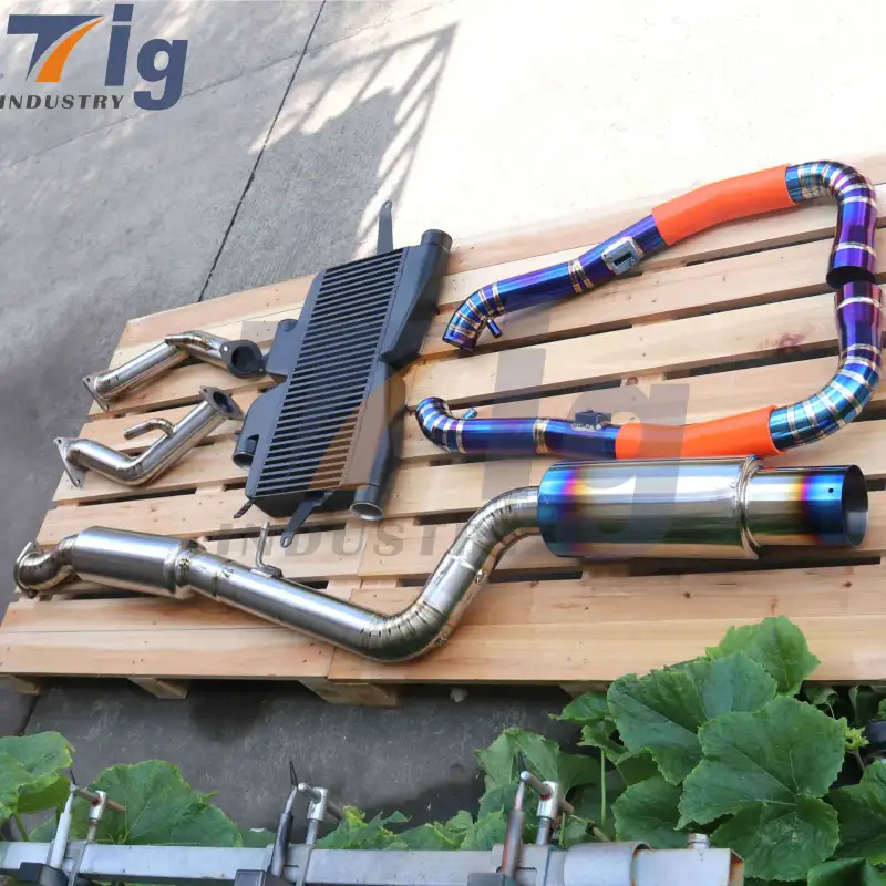 Performance titanium catback exhaust titanium downpipe intercooler titanium intake for Nissan 370z