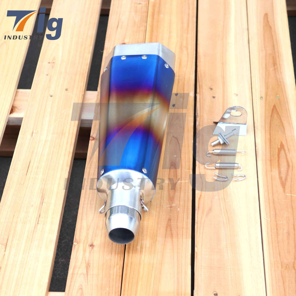 Customized Stainless Steel Motors Exhaust Pipe Muffler DUAL OUTLET Blue