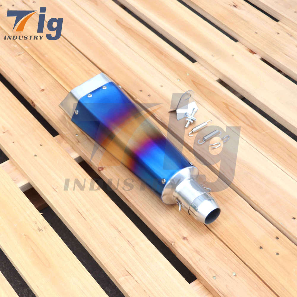 Customized Stainless Steel Motors Exhaust Pipe Muffler DUAL OUTLET Blue