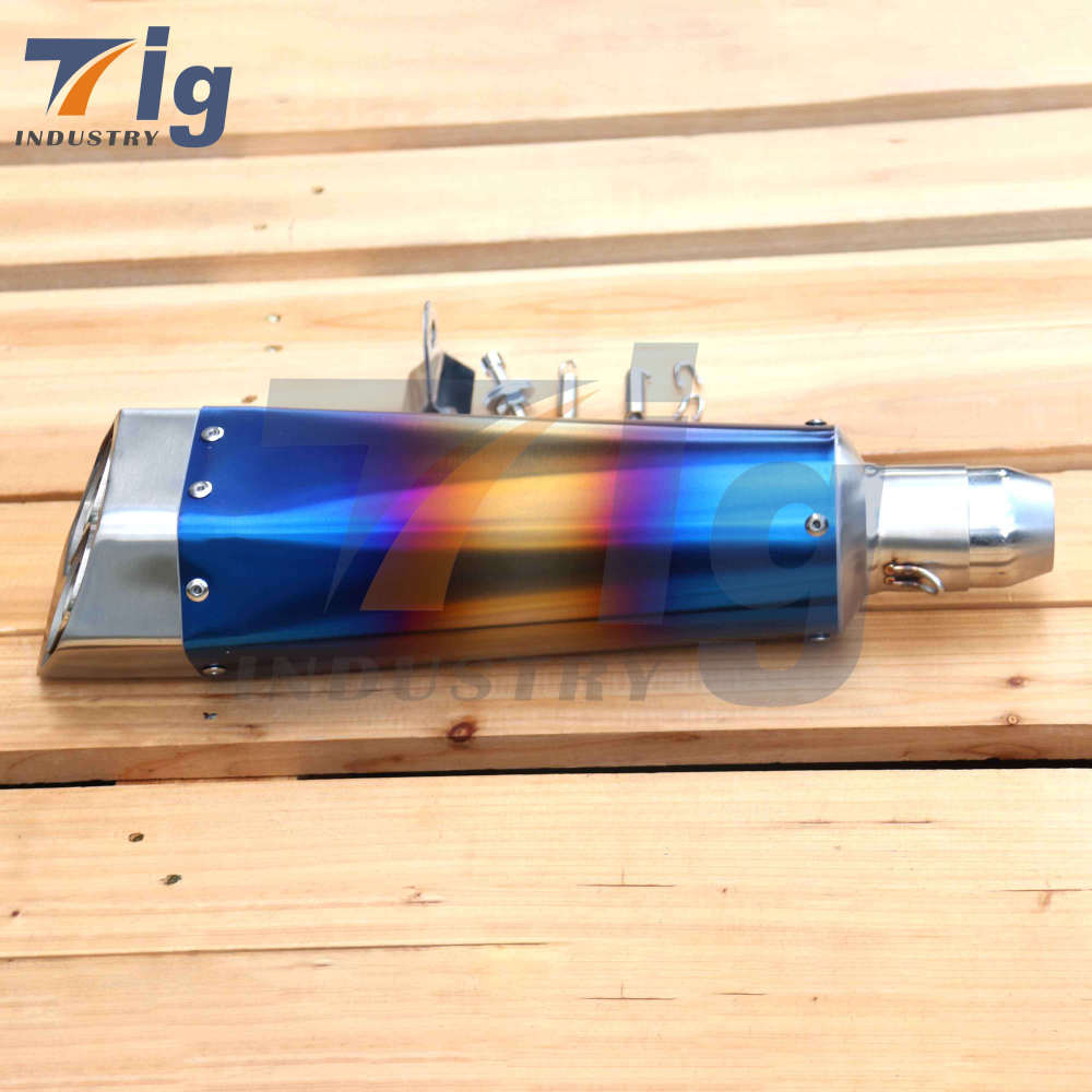 Customized Stainless Steel Motors Exhaust Pipe Muffler DUAL OUTLET Blue