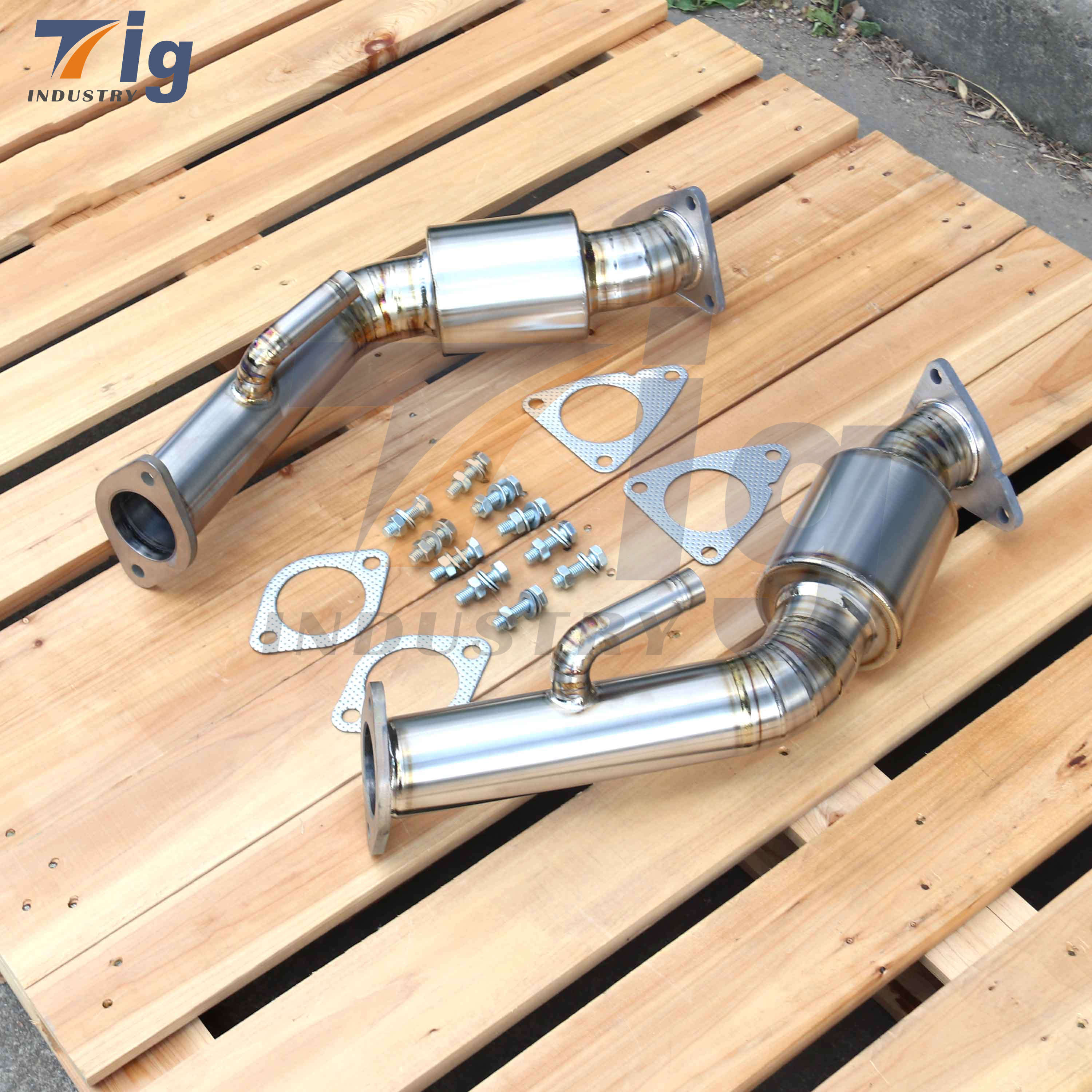 370z 350Z VQ35HR resonator downpipe Titanium exhaust Infiniti G35 G37 q40 q60 VQ37VHR Resonatored Test Pipe