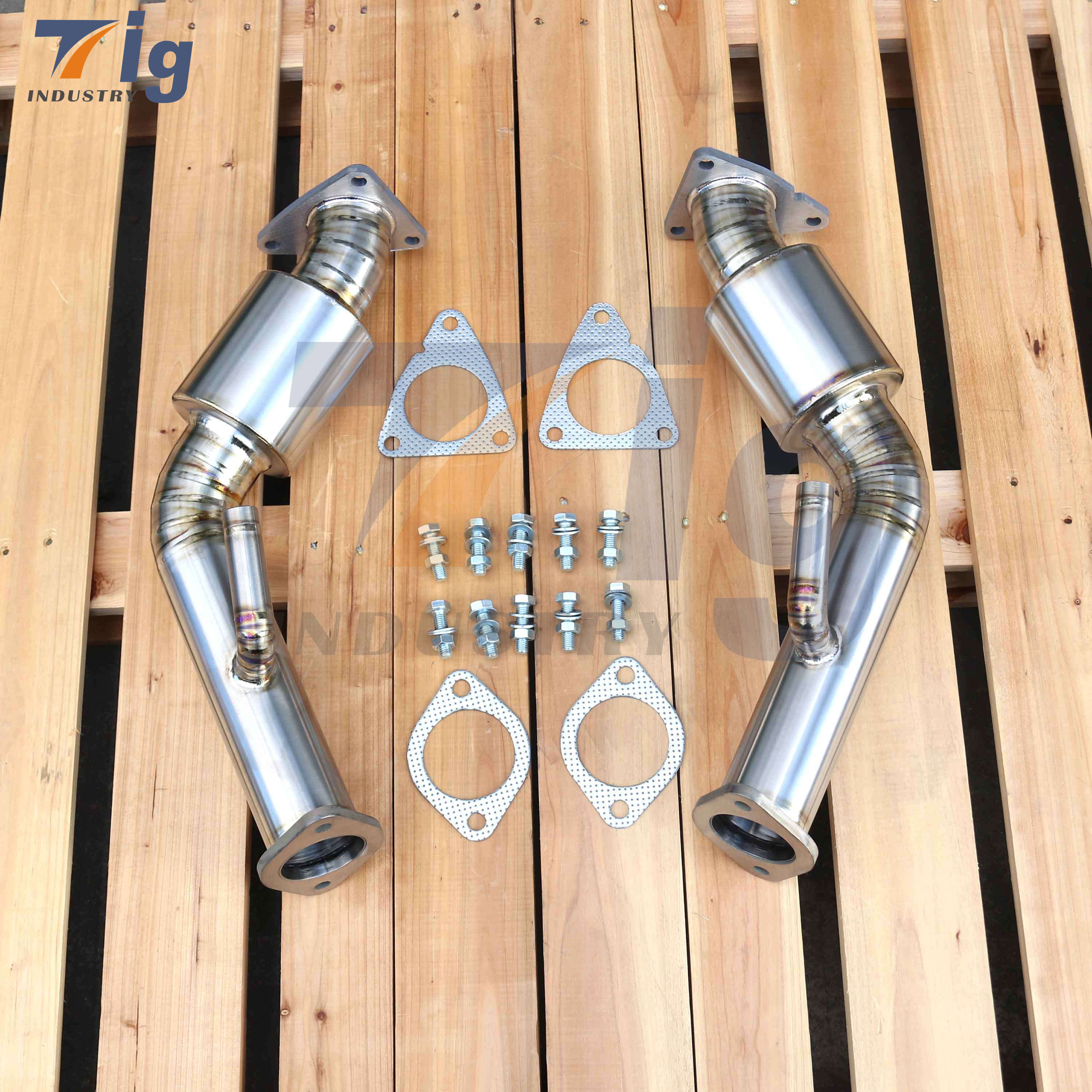 370z 350Z VQ35HR resonator downpipe Titanium exhaust Infiniti G35 G37 q40 q60 VQ37VHR Resonatored Test Pipe