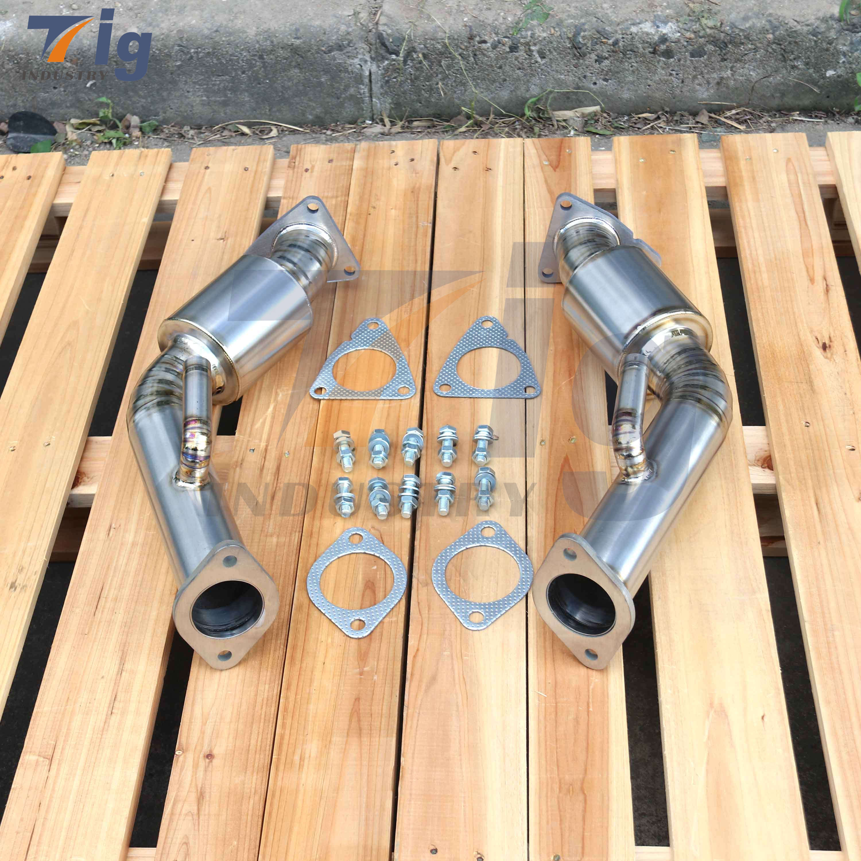 370z 350Z VQ35HR resonator downpipe Titanium exhaust Infiniti G35 G37 q40 q60 VQ37VHR Resonatored Test Pipe