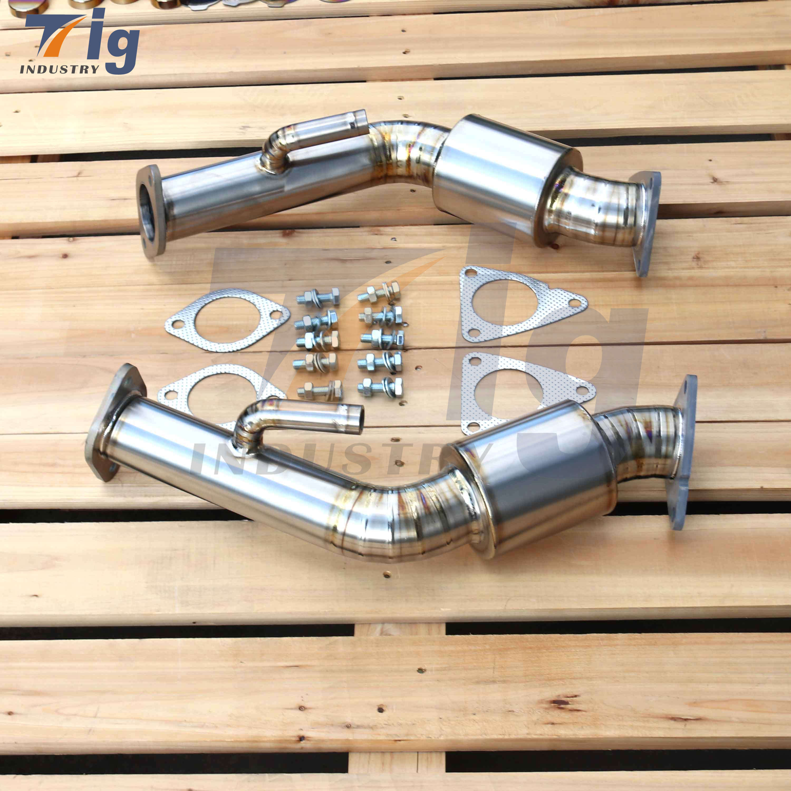370z 350Z VQ35HR resonator downpipe Titanium exhaust Infiniti G35 G37 q40 q60 VQ37VHR Resonatored Test Pipe