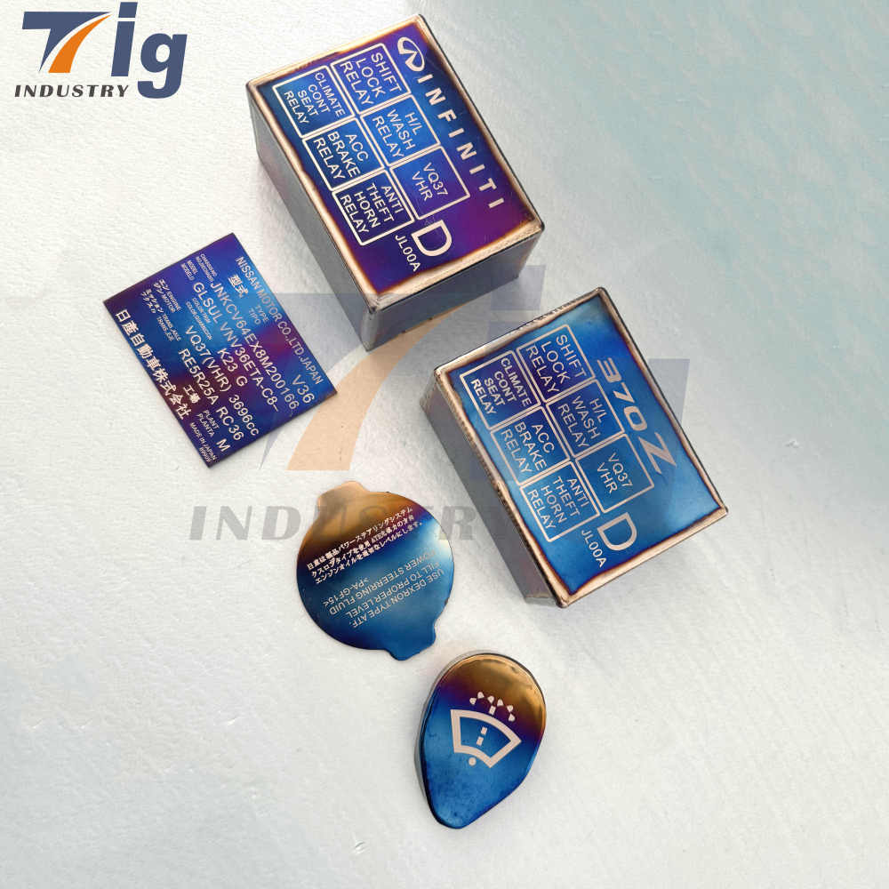For Nissan 350Z 370z G35 G37 q40 q60 Titanium 80*60mm plate/Engine Fuse Box/Tank Cover Oil Filler Caps/Windshield Fluid Tank Cap