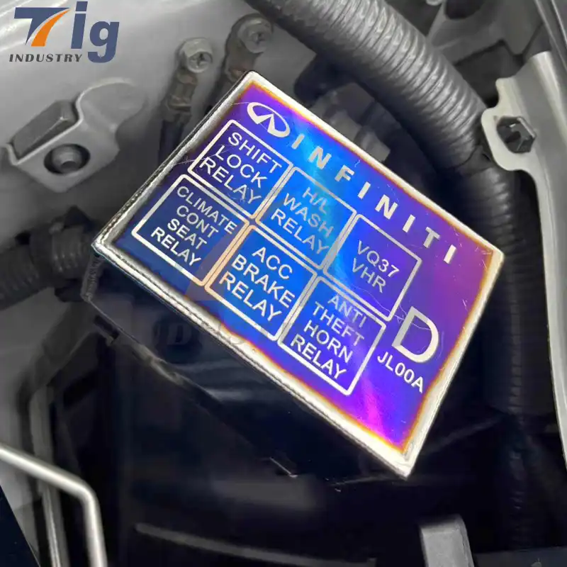 For Nissan 350Z 370z G35 G37 q40 q60 Titanium 80*60mm plate/Engine Fuse Box/Tank Cover Oil Filler Caps/Windshield Fluid Tank Cap