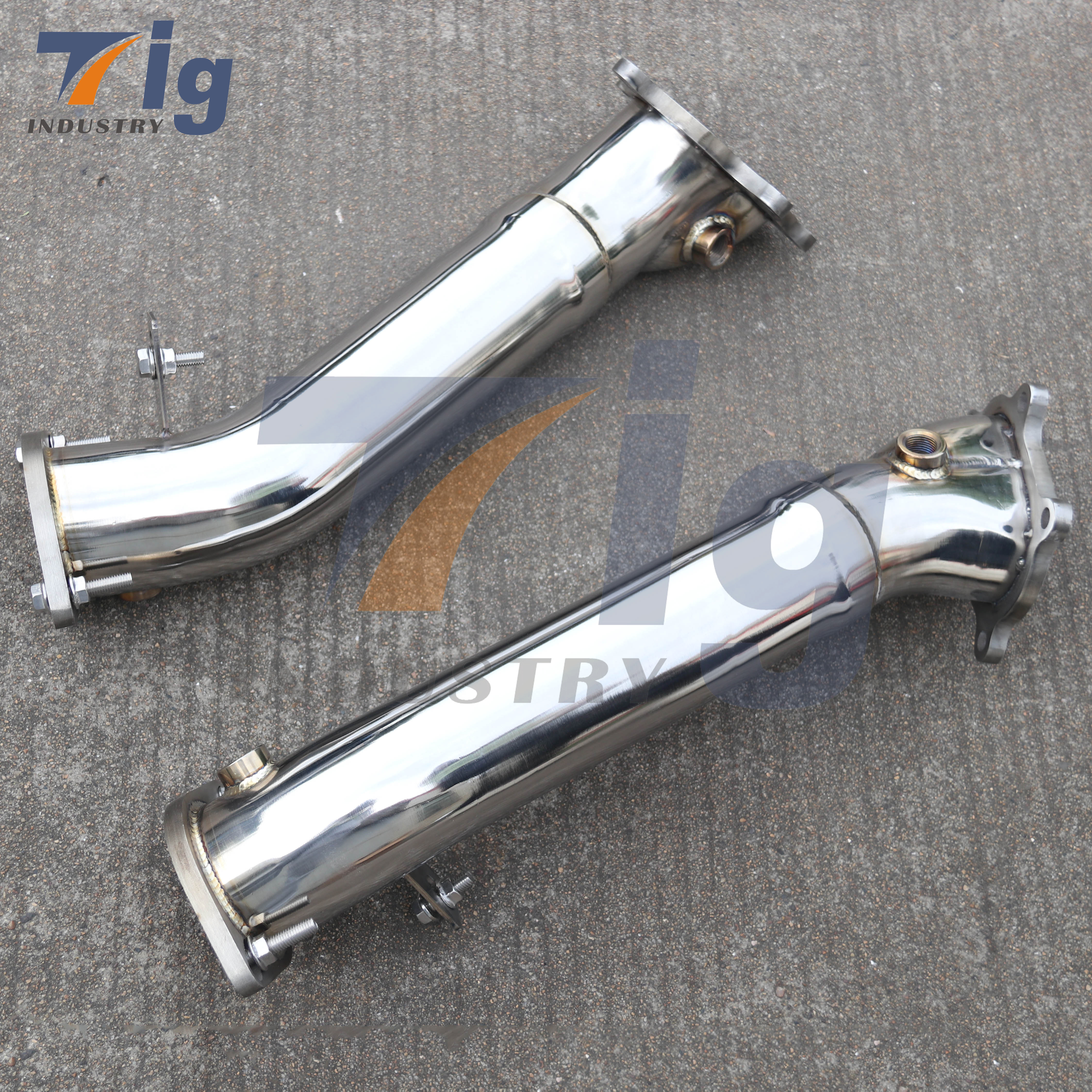 Fit Nissans Skyline GTR R35 09-19 stainless steel Turbos exhaust Down Pipe (Resonated)