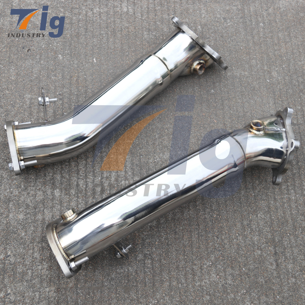 Fit Nissans Skyline GTR R35 09-19 stainless steel Turbos exhaust Down Pipe (Resonated)