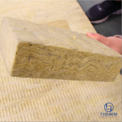 High-density rock wool board close-up featuring unique wavy fiber structure for superior tensile strength in sandwich panels.