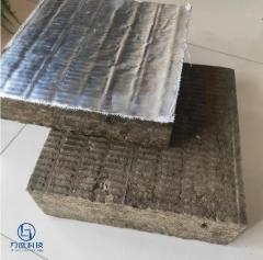 Black rock wool board and foil faced version stacked to show thickness and density for fireproof and acoustic applications - Liluan Technology