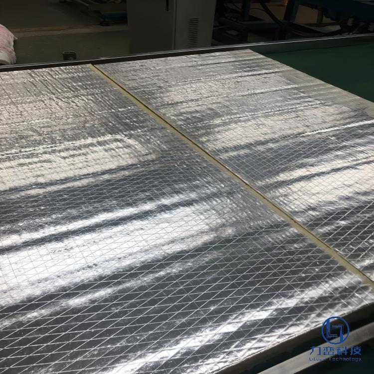 Foil faced rock wool board with aluminum foil vapor barrier on production line - high-quality HVAC duct insulation by Liluan Technology
