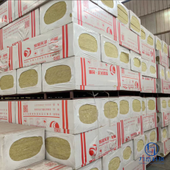 Branded and packaged rock wool boards stacked in warehouse ready for global shipment by Liluan Technology