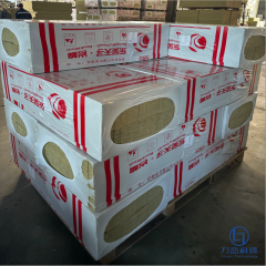 Packaged rock wool strip lamella boxes on pallet – ready for sandwich panel core export by Liluan Technology