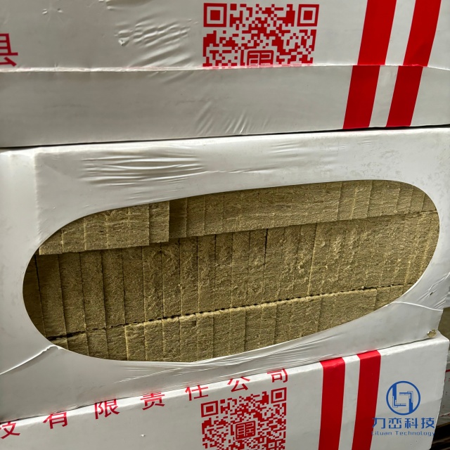 Packaged rock wool strips for external wall and sandwich panel core – professional insulation material ready for shipping by Liluan Technology