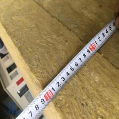 Rock wool strip lamella thickness measurement with ruler – precise quality control for sandwich panel core by Liluan Technology