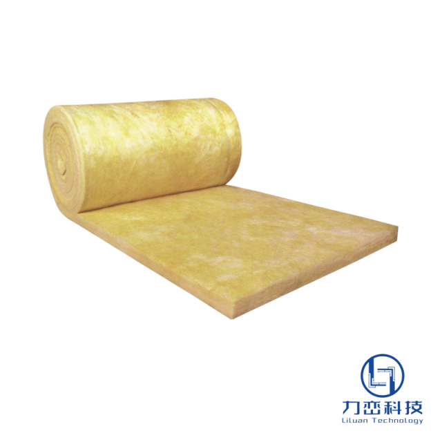 Glass wool blanket partially unrolled showing soft flexible texture – lightweight thermal & acoustic insulation by Liluan Technology