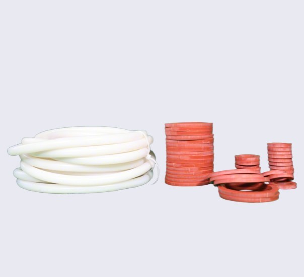 Set of white and red FKM (Viton) solid flat gaskets, high-performance rubber O-ring type sealing gaskets for chemical, oil & gas, and automotive industrial applications-LiLuan Technology