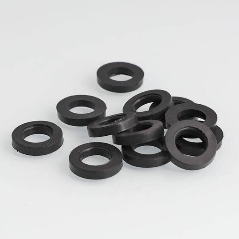 Bulk stock of small black rubber flat washers, industrial rubber sealing gaskets for general machinery, automotive and equipment sealing applications-LiLuan Technology