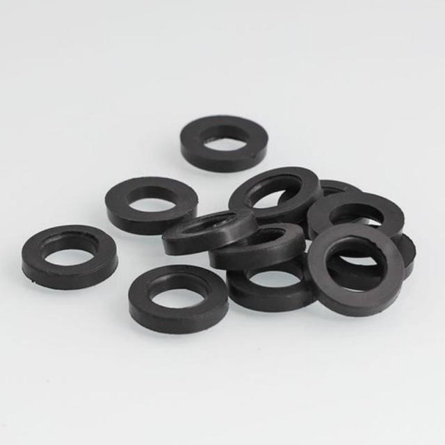 Bulk stock of small black rubber flat washers, industrial rubber sealing gaskets for general machinery, automotive and equipment sealing applications-LiLuan Technology
