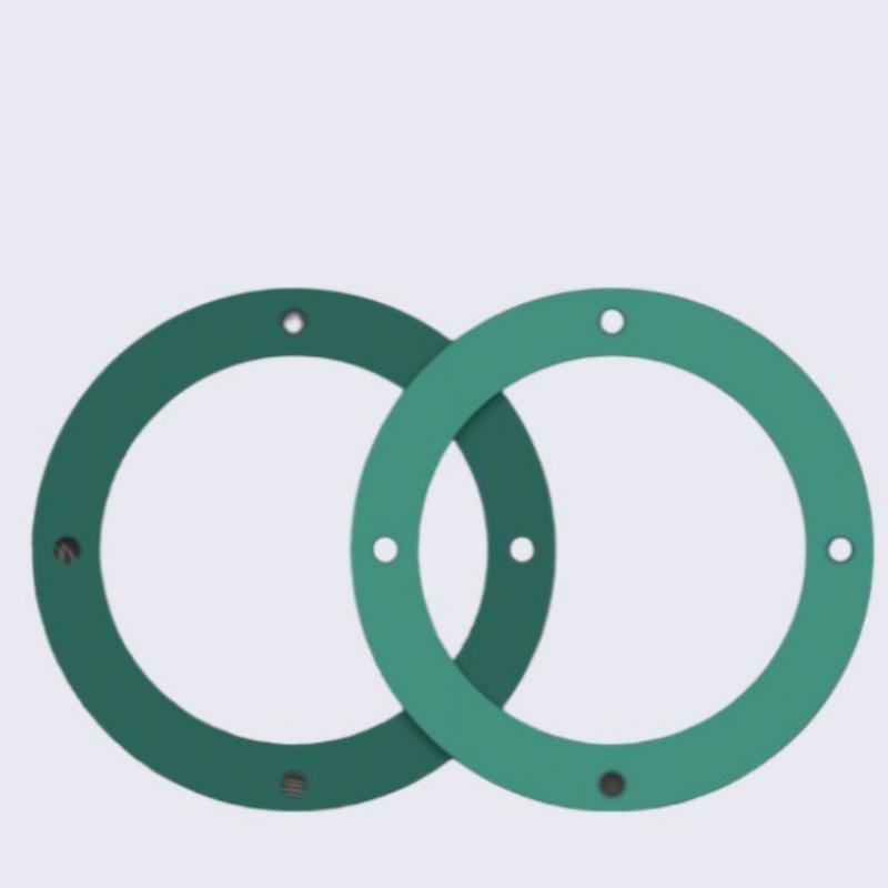 Pair of green non-asbestos rubber flange gaskets with mounting holes, high-performance industrial rubber sealing washers for pipeline and equipment flanges-LiLuan Technology