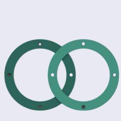Pair of green non-asbestos rubber flange gaskets with mounting holes, high-performance industrial rubber sealing washers for pipeline and equipment flanges-LiLuan Technology