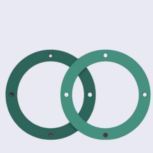 Pair of green non-asbestos rubber flange gaskets with mounting holes, high-performance industrial rubber sealing washers for pipeline and equipment flanges-LiLuan Technology