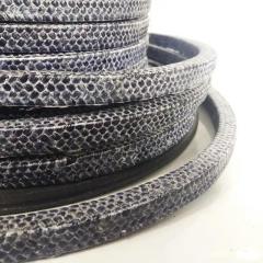 Close-up view of braided carbon fiber gland packing, showing the dense carbon fiber weave structure, ideal for high pressure industrial sealing-LiLuan Technology