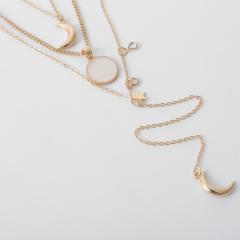 Personality tassel multi-layer rhinestone necklace women Sun, moon and stars geometric pendant necklace for women