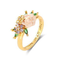 2021 new arrival ring flower rhinestone geometric ring distortion irregular gold color zirconium diamond ring for women and gi