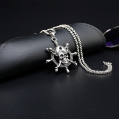 2021 new fashion mens alloy necklace hip hop and rock style plating silver necklace for clothes accessaries skull jewelry
