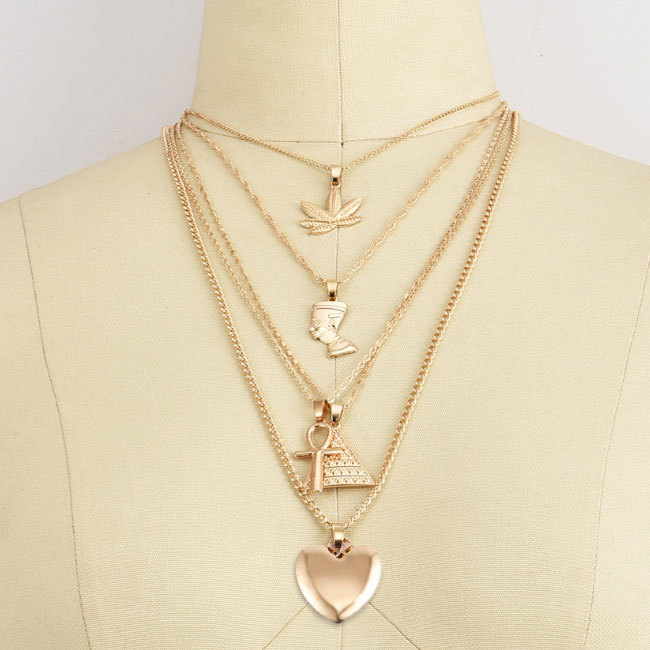 2021 new arrival necklace chains punk hip-hop style multi-layered necklace personality choker jewelry for women and girls