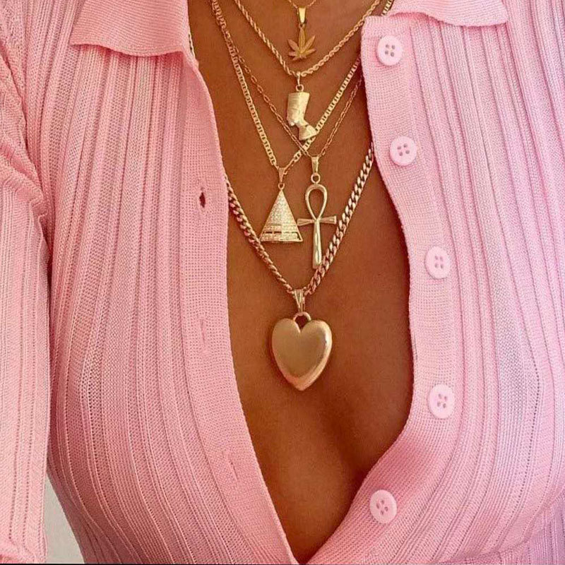 2021 new arrival necklace chains punk hip-hop style multi-layered necklace personality choker jewelry for women and girls