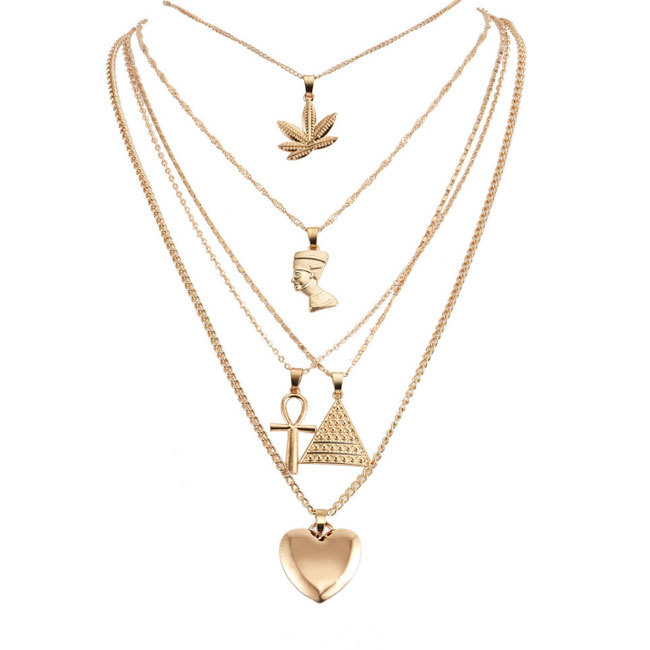 2021 new arrival necklace chains punk hip-hop style multi-layered necklace personality choker jewelry for women and girls